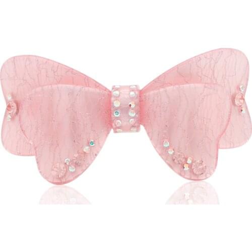 Butterfly Rhinestone Cellulose Acetate Wedding Hair Accessory Jewelry Ornament Barrette Tiara Pin Clip for Braids Women
