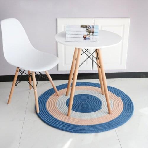 Color Chenille Handmade Woven Area Rugs Round Carpets Modern Minimalist Living Room Bedroom Study Hanging Basket Floor Mats