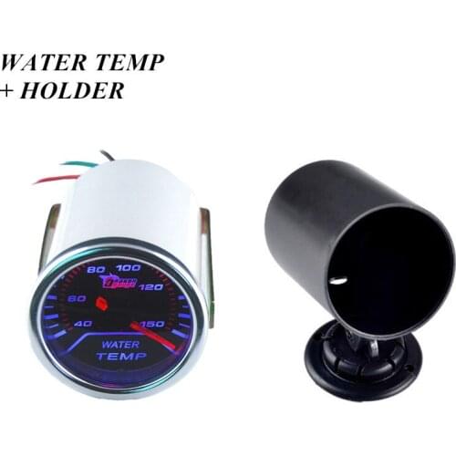 EE support Universal Automobile Clock White Shell Pointer 2" 52mm Smoke Len LED Water Temp Gauge + Pod Holder