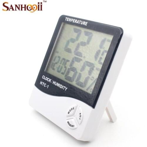 LCD Digital Screen Display Temp & Humidity Meter C/F with Daily Alarm Function Thermometer