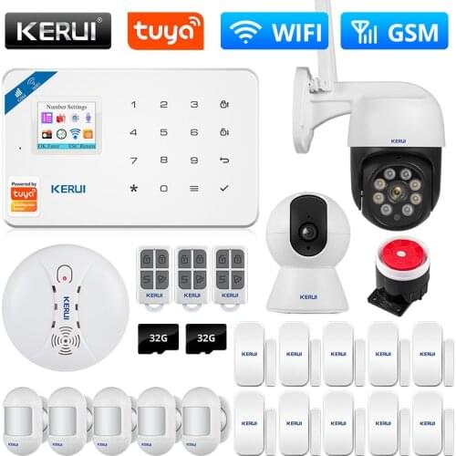 KERUI Security Alarm System GSM WIFI Tuya Smart Home Wireless Kit Garage Burglar 3MP IP Camera Motion Detector Door Sensor Alexa