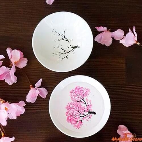 Creative Japanese Sakura Cup Cold Temperature Color Changing Flower Display Sake Cup Ceramic Chinese Tea Cup Tea Bowl Teaware