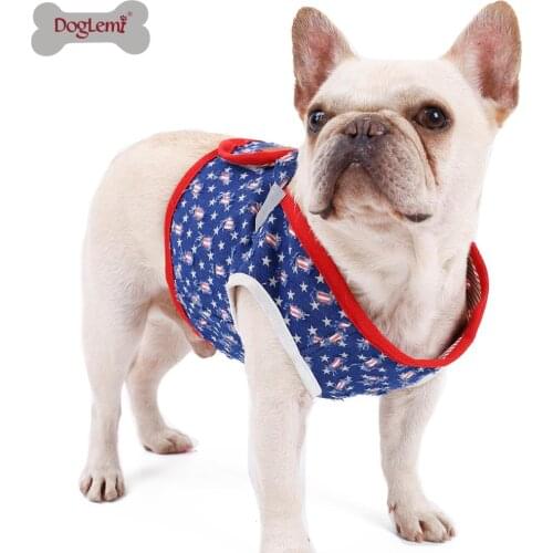 Fashion Denim Jeans Dog Harness Vest Walking Reversible Pet Harness