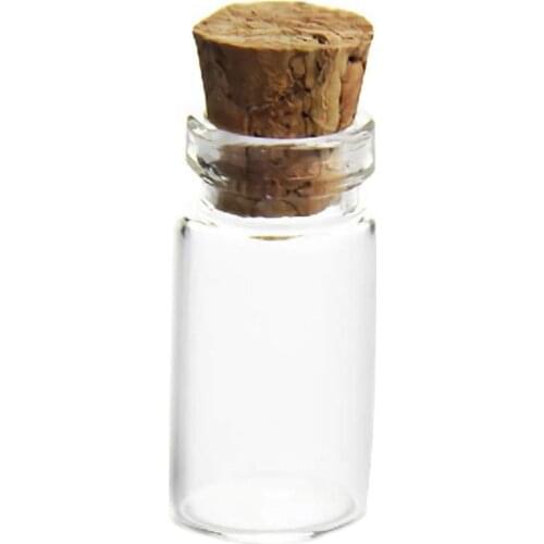 New 10pcs/1 Set 1ml DIY Mini Wishing Glass Bottles Cork Crafts Transparent Jars Souvenir Cork Empty Tiny Stopper Container W2X5