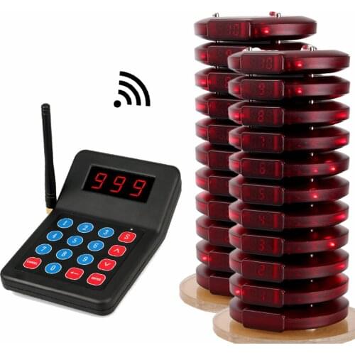 SHIHUI 20 Coaster Pagers+1 Keypad Transmitter Pager Restaurant Wireless Calling guest paging system