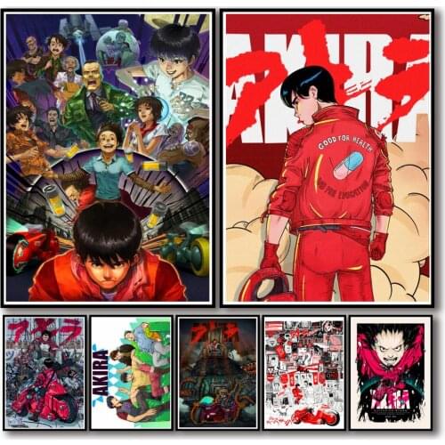 44 Designs Anime Akira Whitepaper Poster Artwork Homedecal Fancy Wall Sticker for Coffee House Bar
