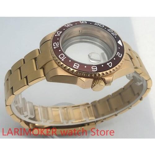 Transparent back cover 904L stainless steel gold strap bracelet with 40mm sapphire glass ETA NH36 MH35 case Ice red bezel