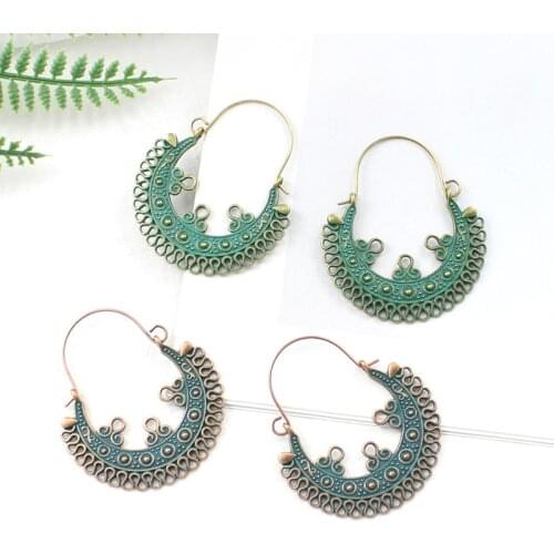 Retro Exaggerated Water Drops Big Round Hollow Earrings Irregular Wave Spiral Totem Earrings Seaside Holiday Bohemian Jewelry