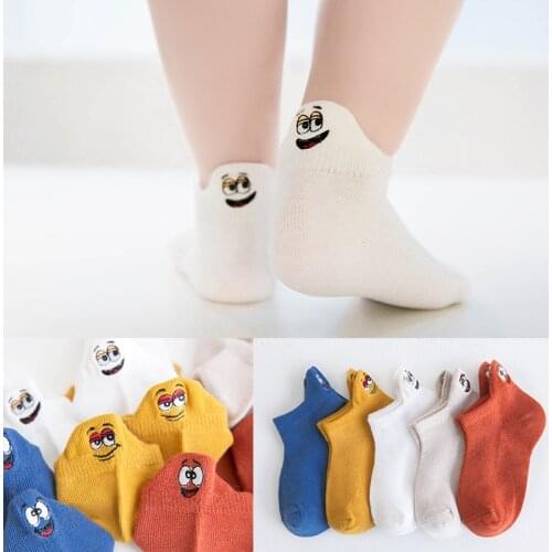 Cartoon Big Eye Children Socks Expression Embroider Summer Spring Cotton Newborn Boy Kids Socks Baby Girls Breathable Mesh Socks