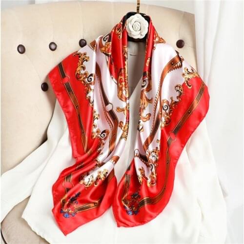 Silk Square Scarf Women Bandana Luxury Shawl Headband Neckerchief Female Hair Bands 2021 Satin Hijab Ladies Foulard Summer