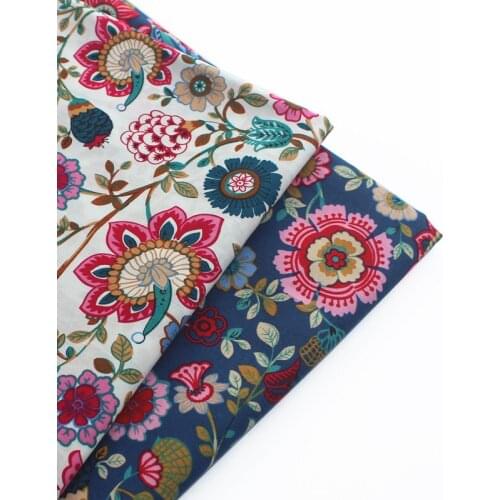 Wide 58" 100% Cotton Plain Poplin Printed Fabric Paisley Scarf Dress Shirt Diy Material By the Half-Yard Big Floral