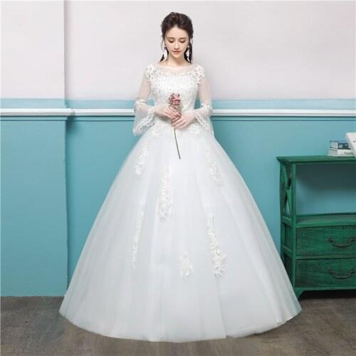 Wedding Dress 2020 Bride Lace Up Wedding Dresses European-style Bridal Gown Long-sleeved Bridal Embroidery Dresses Ball Gowns