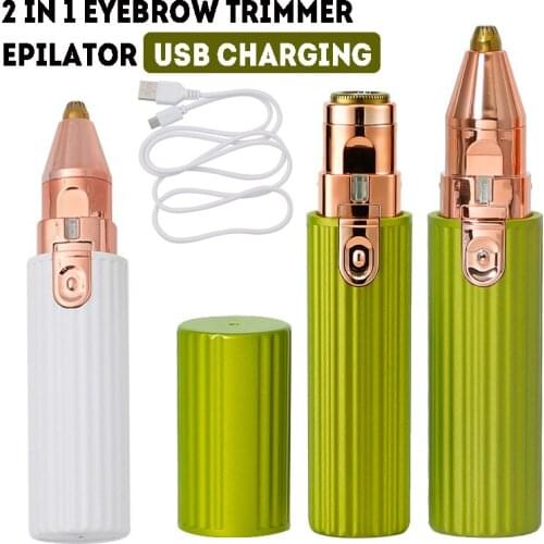 Eyebrow Trimmer 2 in 1 Electric Epilator Body Facial Lipstick Shape Hair Removal Mini Painless Razor Shaver For women SU441