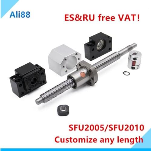 ES&RU stock！free VAT！CNC Ballscrew C7 Set : 20MM SFU2005 End Machined+RM2005 Ball Nut+nut housing + coupler 8x12mm