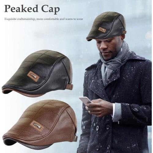 Top Level Leather Newsboy Cap Men Gorras Planas Duckbill Visor Hat Winter Autumn Warm Flat Caps Vintage Man Boinas Gatsby Hats