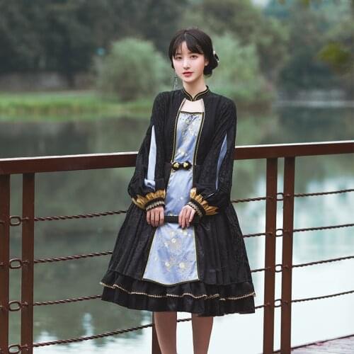 Vintage lolita dress lace plum embroidery Chinese style elegant court cute printing victorian dress kawaii girl gothic lolita op