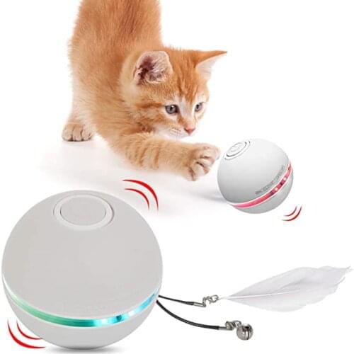 Funny Colorful Electric LED Cat Toy Self Rotating Rolling Flash Ball Rechargeable Cat Kitten Ball Dog Playing Pet Products