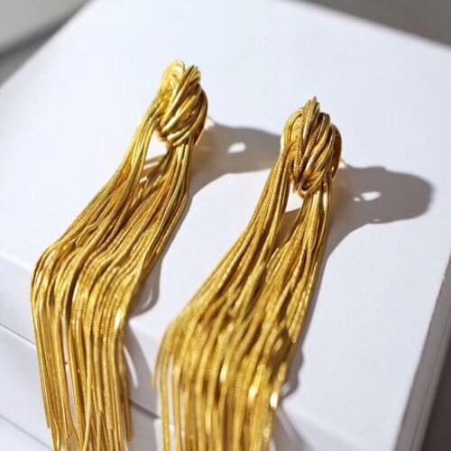 Female high sense S925 sterling silver goddess tassel long earrings simple temperament fashion high quality gift