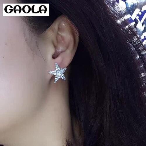 GAOLA 2017 Ladies Silver Color Lovely Star AAA Cubic Zirconia Classic Stud Earrings Engagement Gift GLE5955Y
