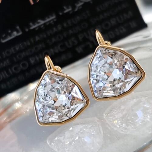 11.11 Sale Triangle Designer Crystal Drop Earrings for Women Geometric Dangle Hanging Earing Fashion Ear Jewelery Brincos Gift