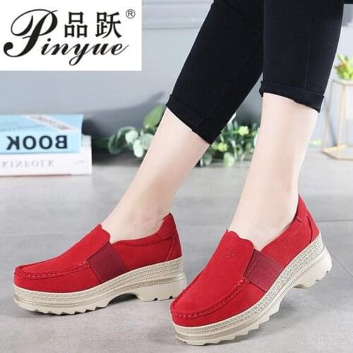 New Womens Shoes Cow Suede Leather Flat Platform Woman Shoes Spring Autumn Womens Loafers Moccasins Female Shoe