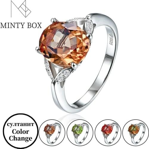Mintybox Diaspore Gemstone Rings for Women Women Female Real 925 Sterling Silver Oval ring for Romantic Birthday Gift Girlfriend