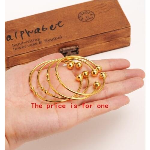 1pcs high quality New Dubai Gold silver BABY Bangle Child Bracelet Bangle For Kids Children Jewelry Baby Gifts DIY charms