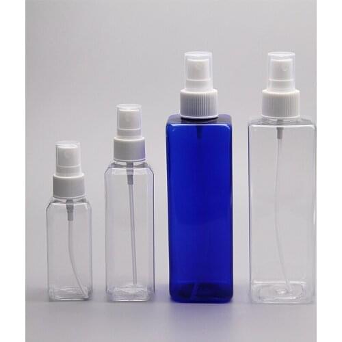 30ML 60ML 100ML 250ML X 24 Perfume Spray PET Square Bottle,Travel Bottle With Mist Spray Pump,Empty Cosmetic Container