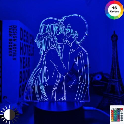 3d Anime Lamp Sword Art Online for Bedroom Decor Bedside Nightlight Birthday Gifts for Women Men Konosuba Manga Led Night Light