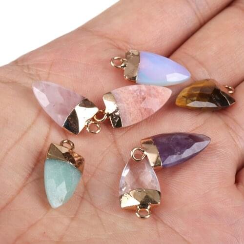 KEJIALAI Jewelry Accessories & Findings 10pcs/lot Mixed Color Natural Stone Differennt Shape Connectors Pendants for DIY Jewelry