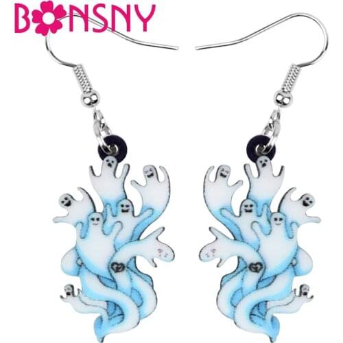 Bonsny Acrylic Halloween Anime Devil Ghost Earrings Drop Dangle Festival Decorations Women Girls Teen Charm Gift Party Accessory