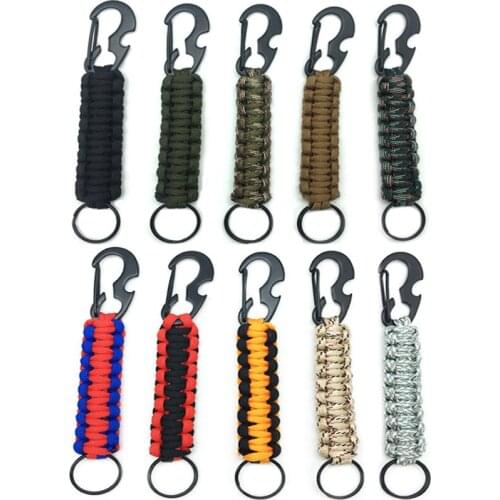 XC Paracord Keychains with Carabiner Braided Lanyard Ring Hook Clip for Keys Knife Flashlight Outdoor Camping Hiking Backpack