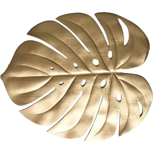 Turtle Leaf Placemat Artificial Gold Plant Insulation Non-slip Tableware Home Western anti-hot plate Table Kitchen Decor Mats