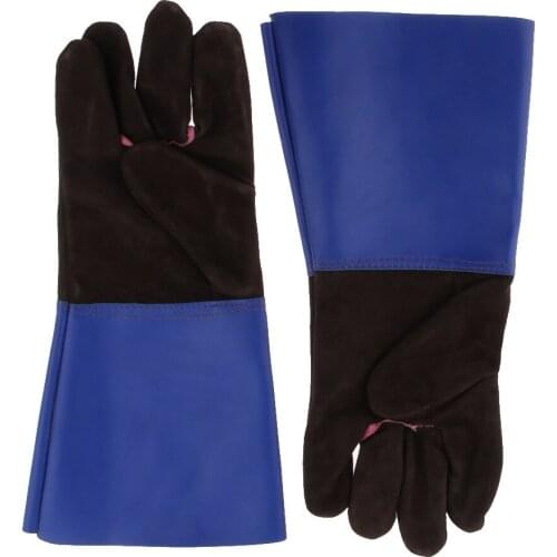 Cowhide Long Welding Protective Gloves Hand Cover Flame-Resistant Gauntlets