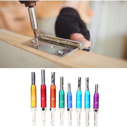 Hinge Hole Puncher 8pcs Door Window Hinge Hole Puncher Drill Bit with Center Punch Hex Wrench Step Drill