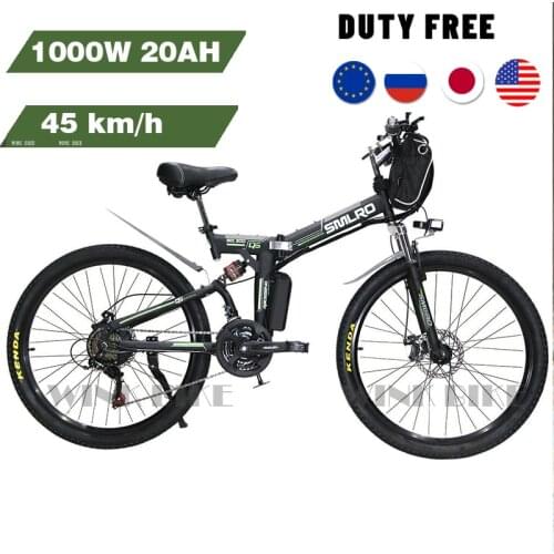 26" Electric Bike 1000W Motor Folding Electric Mountain Bike with Removable 48V 20Ah Lithium-Ion Battery 21 Speed E-Bike Adults