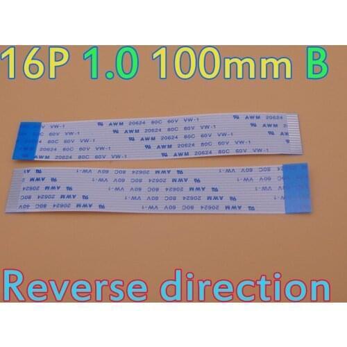 FFC FPC flat flexible cable type B 1.0mm pitch 16 pin Length 100mm 10cm Width 17mm Ribbon Flex 16pin AWM 20624 80C 60V VW-1