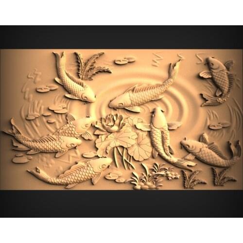 Fish 3d model relief for cnc STL format fish Relief Model STL Router Engraver ArtCam