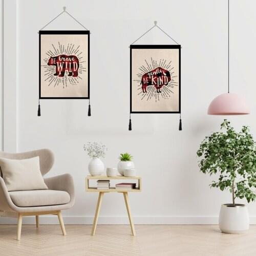 Polyester hemp Marine Wild Animal Bear Deer Yak tapestry wall decoration Tassel Wall Hanging Tapestry For Home Living Room