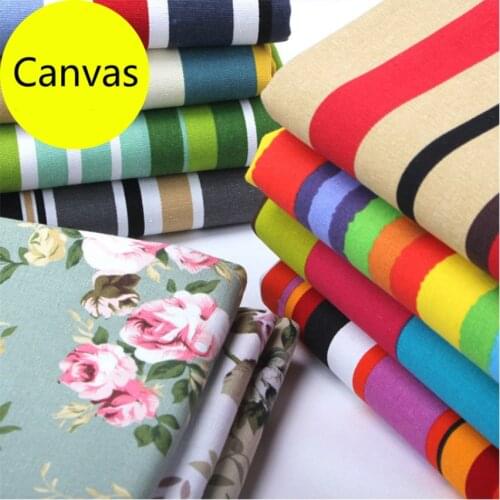Canvas Cotton Fabric Thick Sofa Floral Striped Curtain Pillow Old Coarse Handmade DIY Tablecloth Patchwork Home Textile Fabrics