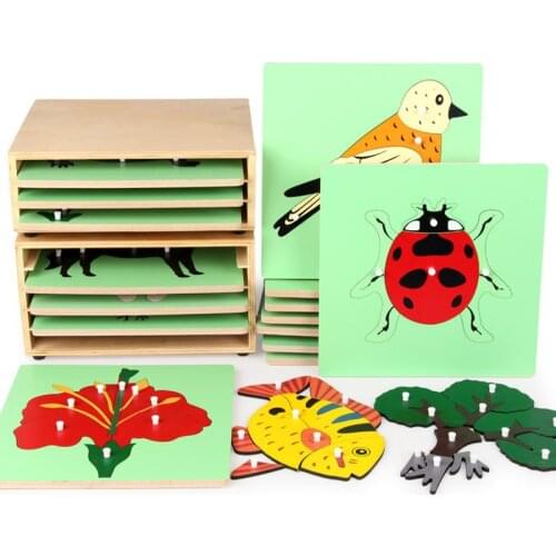 Baby Toy Kids Montessori Flower/Plant/AnimalsPuzzle for Children Wood for Early Childhood Education Preschool Training Learning