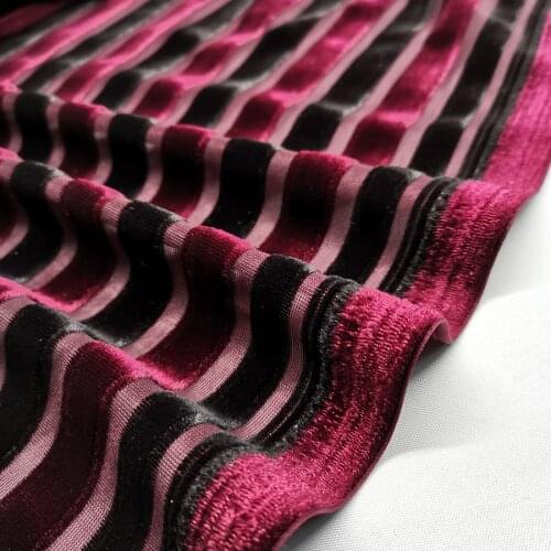 Qualified Velvet Fabric 2 tone Stripe Dress Trousers Stretchy Fabric shirt Clothes Soft Velvet Home Textile