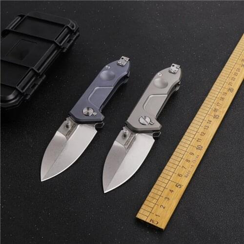 Outdoor pocket folding knife frame rock titanium alloy handle D2 steel hunting blade high hardness EDC camping tool fruit knife
