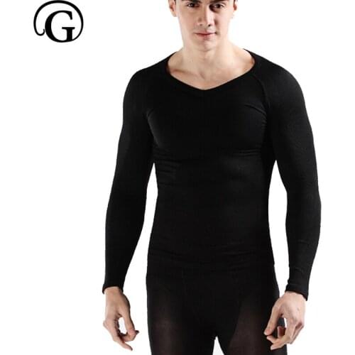 Gynecomastia Corset PRAYGER Posture Corrector Long Sleeves Warmer Men Body Shapers Tops Waist Control Back Support Underwear