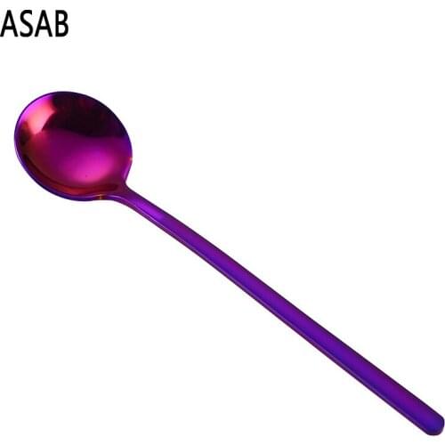 13cm Length Round Shape 304 Stainless Steel Milk Coffee Spoons Dessert Ice Cream Candy Fruit Stirring Spoon kitchen Accessories