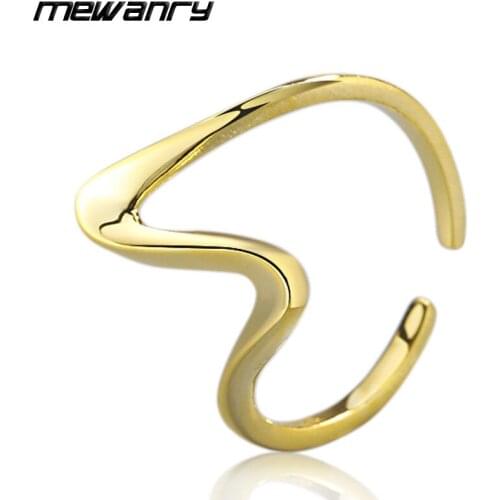 Mewanry 925 Sterling Silver Geometry Irregular Rings Fashion Creative for Women Party Jewelry Gifts Prevent Allergy