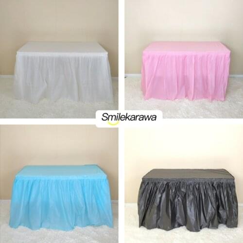 73x420cm Disposable Table Skirt Plastic Table Skirt Cover for Birthday Banquet Party Wedding Festival Decoration