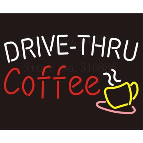 Custom NEON Sign Board Drive-Thru Coffee Glass Tube Party Bar Club Pub Display Store Shop Light Signboard Signage Signs 17*14"