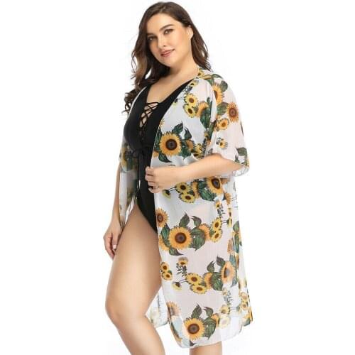2020 new Swimwears Women Lady Boho Beach Cover Up Biquini Bikini Dress Covers Lace Floral Cardigan Kimono Chiffon Coat Blouse