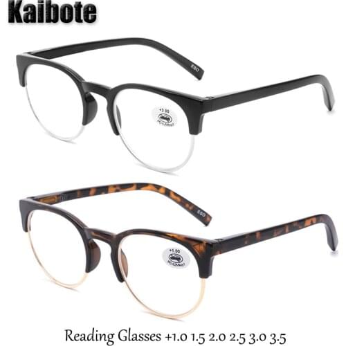 KBT 2 Pairs/ Pack Half Frame Metal Rimmed Reading Glasses for Men Women Durable Presbyopic Eyeglasses +1.0 1.5 2.0 2.5 3.0 3.5